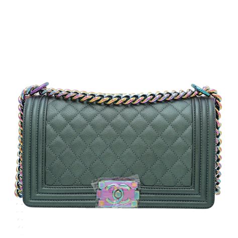 chanel blue-green iridescent caviar boy bag|BOY CHANEL .